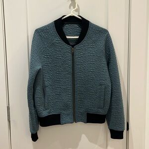 Lila P Gray Blue Bomber Jacket, Size M